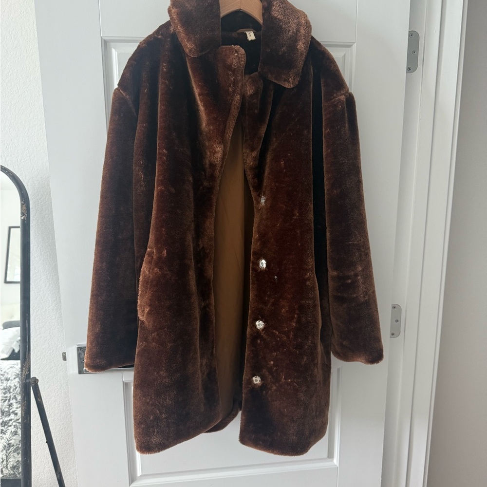 Elan Rich Brown Faux Fur Jacket
